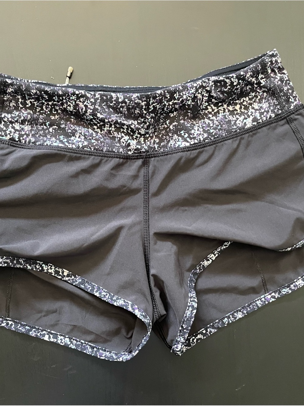 lululemon athletica Black Athletic Shorts with Patterned Waistband